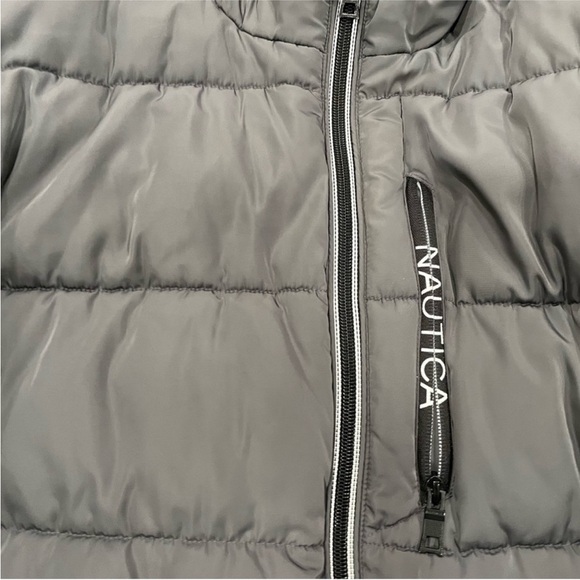 Nautica Gray Hooded Puffer Coat Men’s Large L - Picture 2 of 9